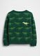 Maglione verde in cotone con dinosauri_1