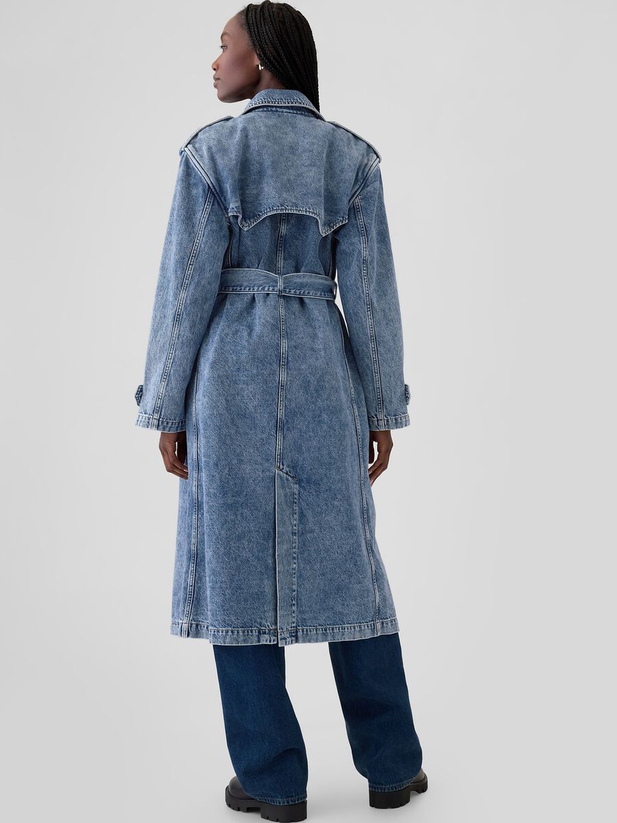 Trench lungo doppiopetto in denim Donna_2