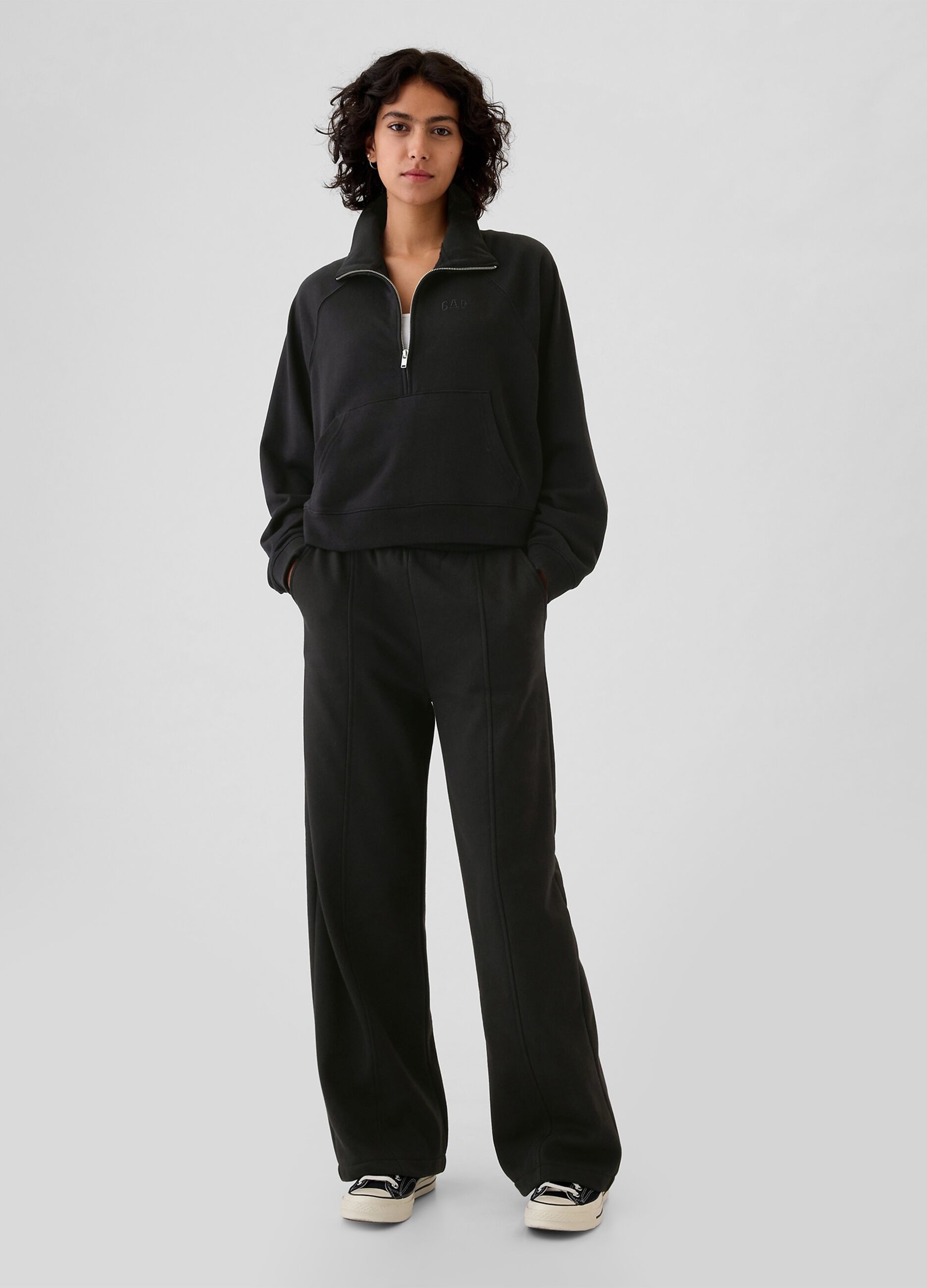 Felpa half-zip con ricamo logo_1