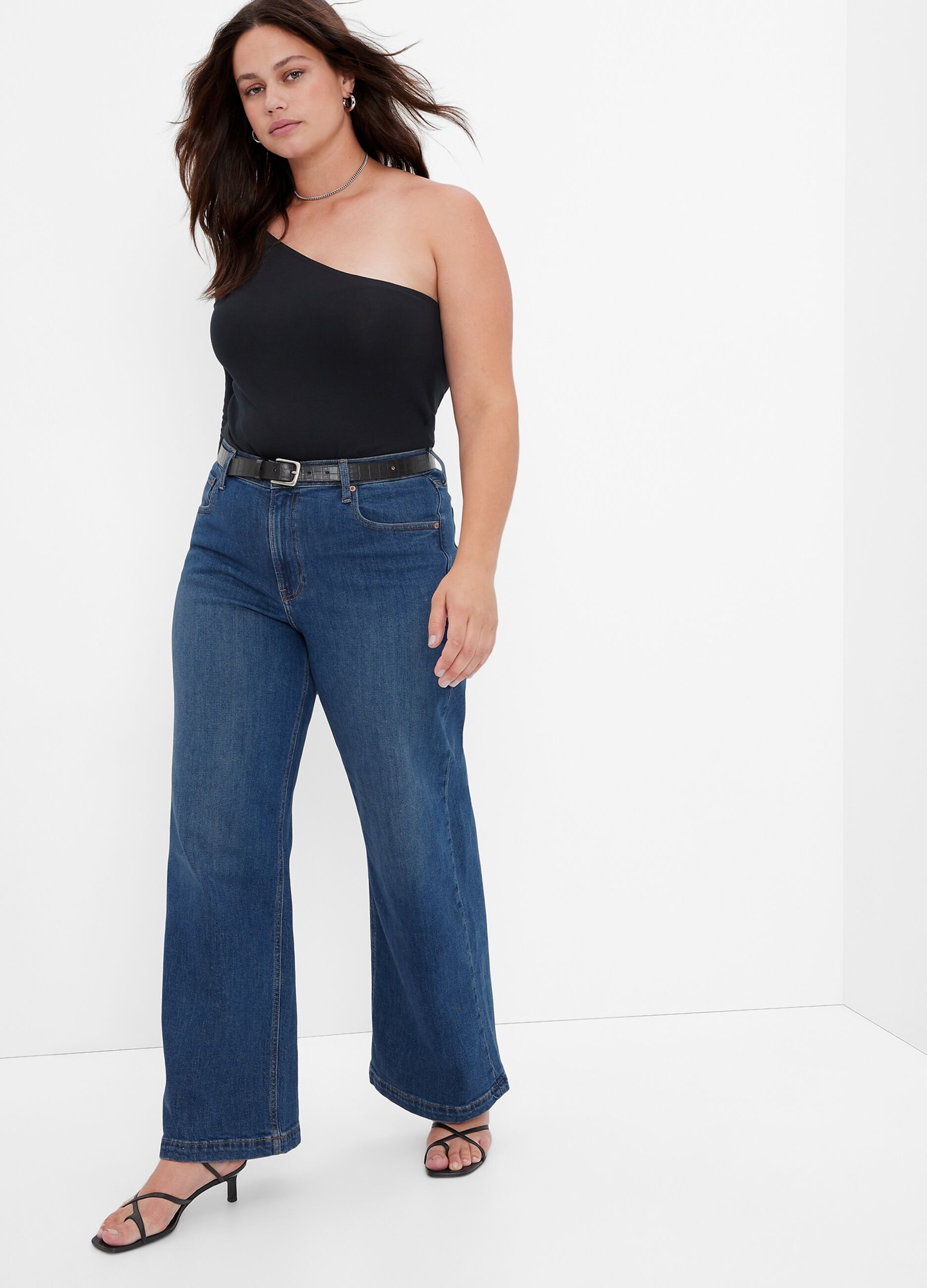 Jeans wide leg a vita alta