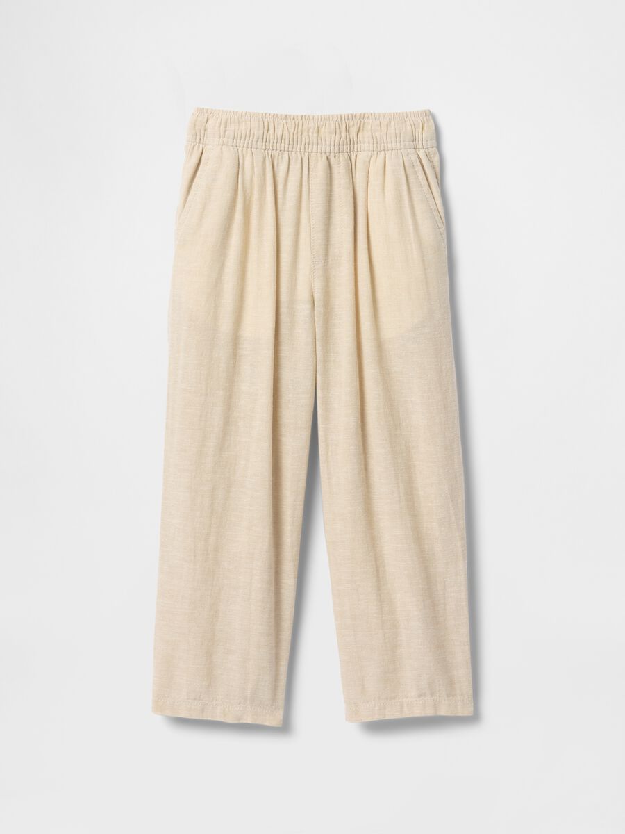 Beige linen and cotton trousers for boys Baby Boy_1