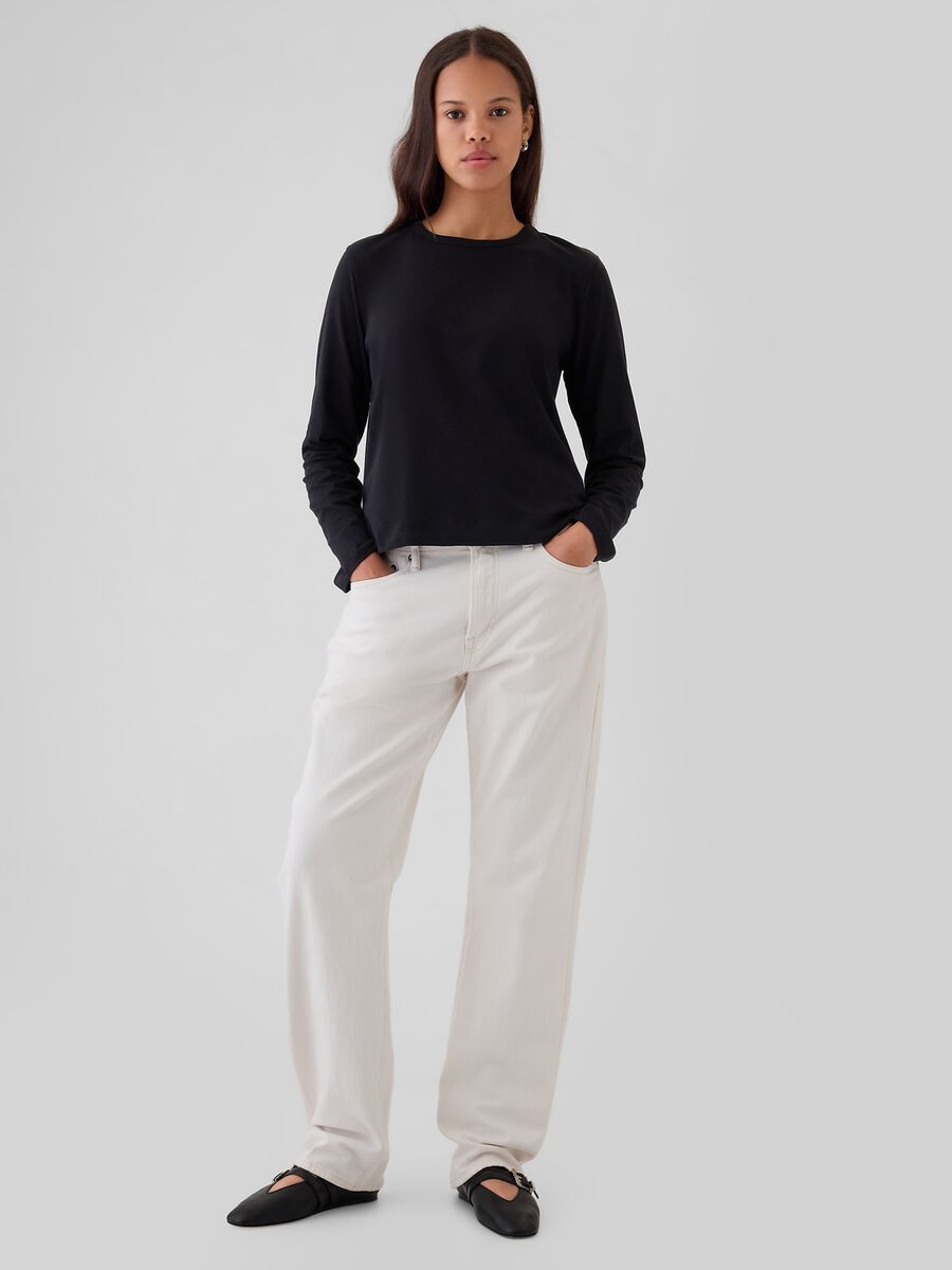 T-shirt a maniche lunghe in cotone Donna_1