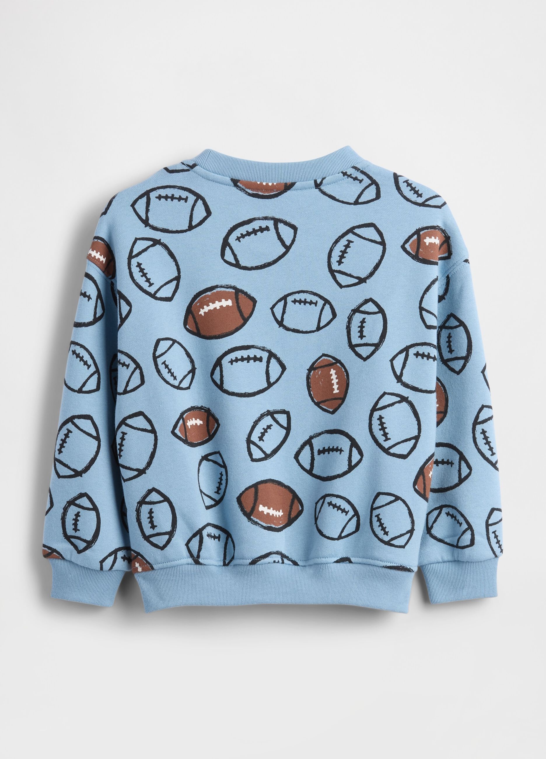 Felpa azzurra a girocollo con stampa football