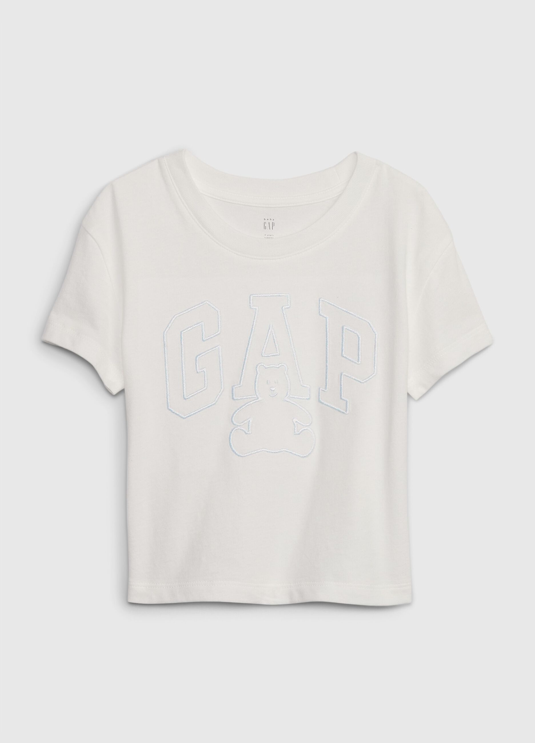 Organic cotton T-shirt with teddy bear and logo embroidery