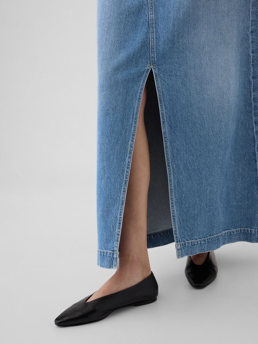 Gonna lunga in denim con spacco Donna_2