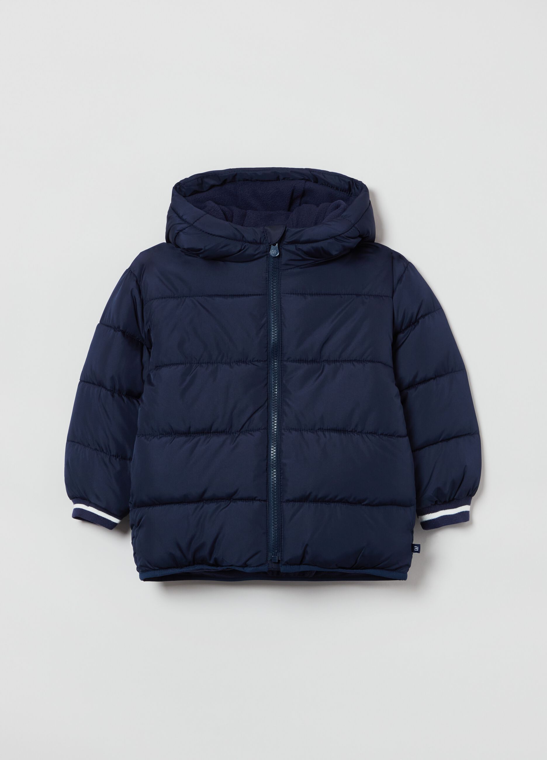 Quilted and padded jacket with hood