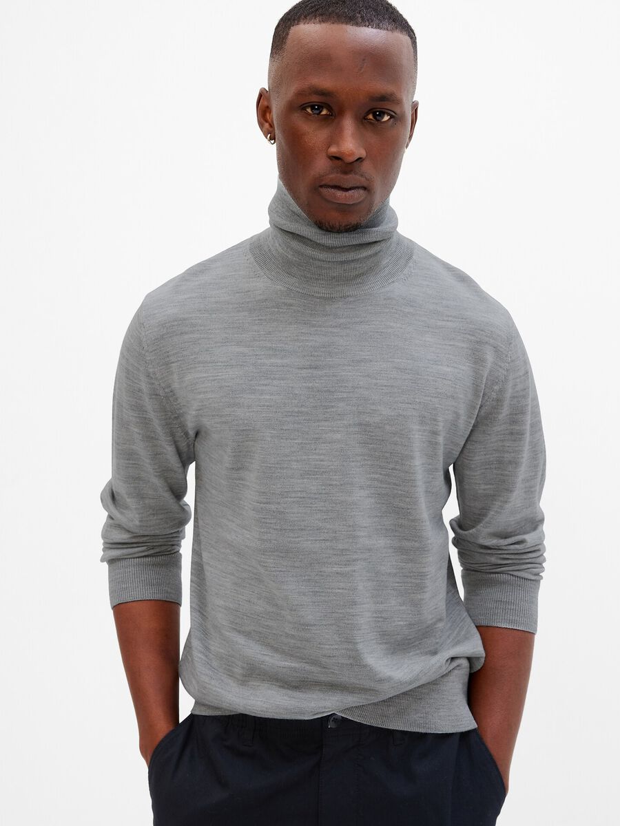 Merino wool pullover with high neck Man_0