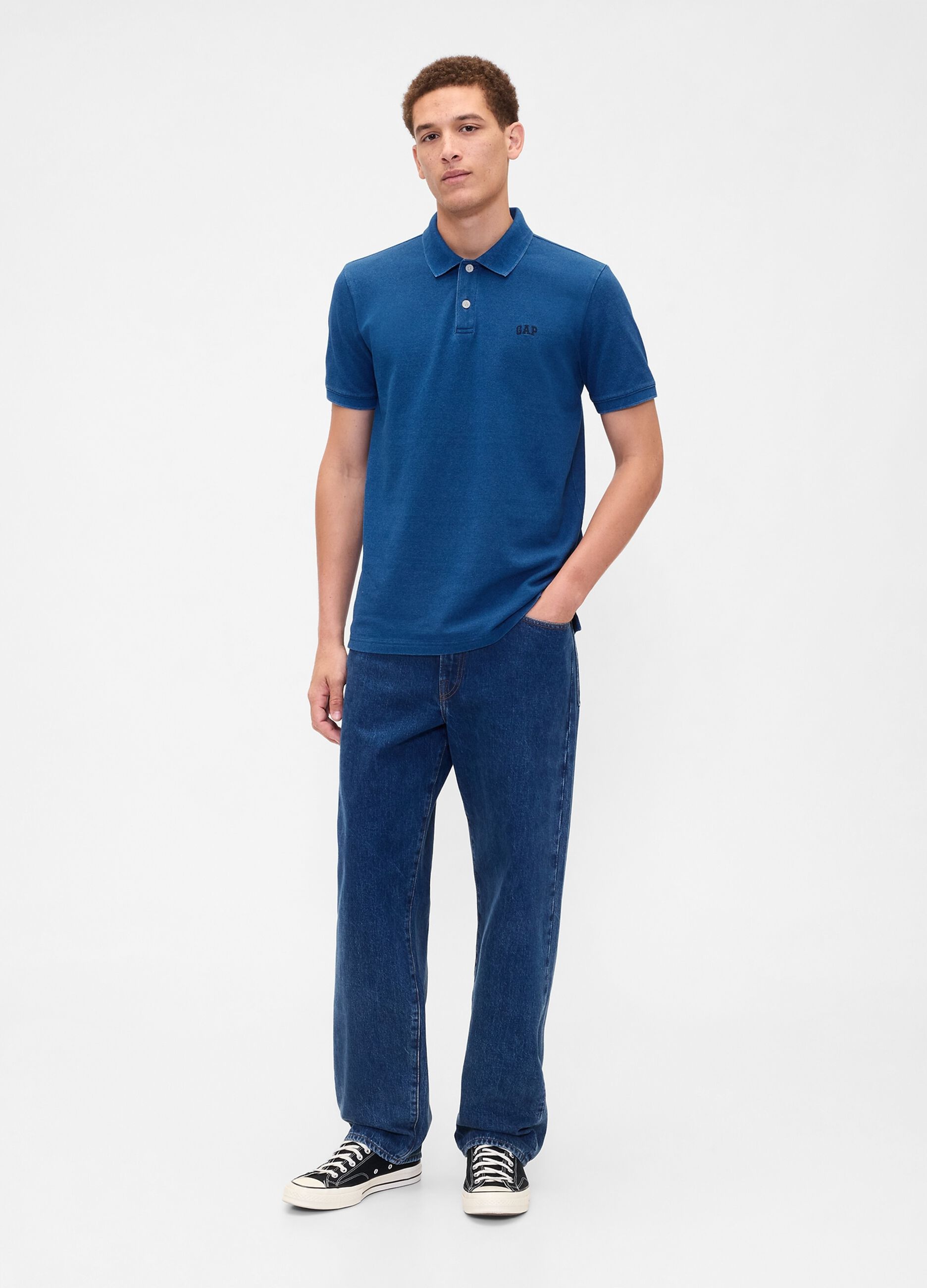 Short Sleeve Stretch Blue Polo