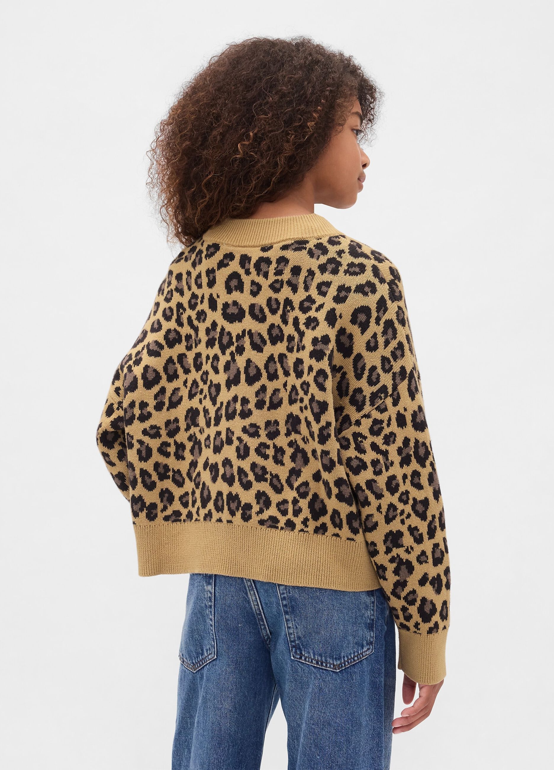 Maglione beige a stampa leopardata_1