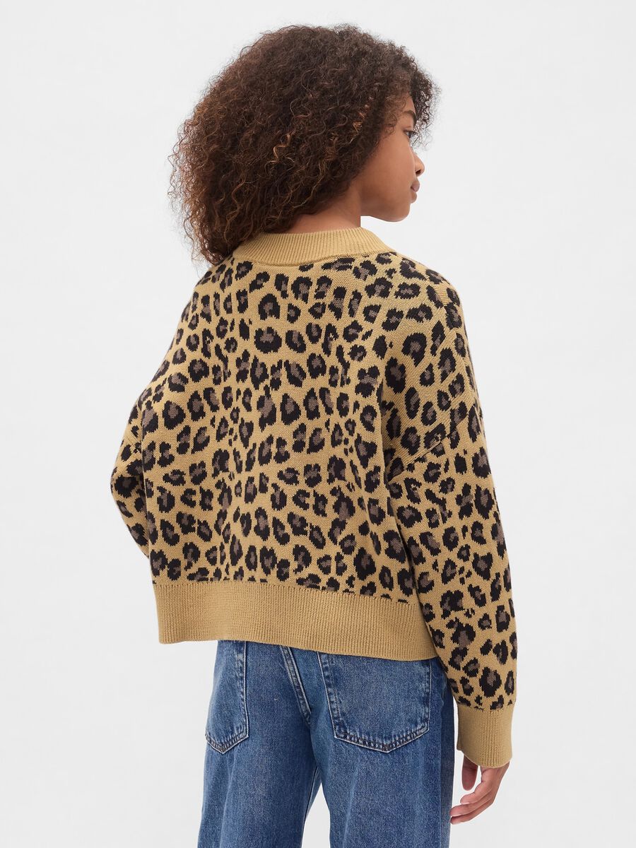 Maglione beige a stampa leopardata Bambina_1