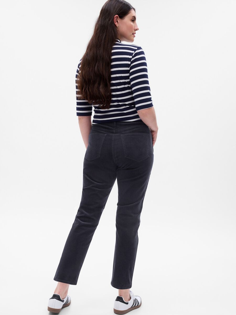 Pantaloni slim fit a vita alta in corduroy Donna_4
