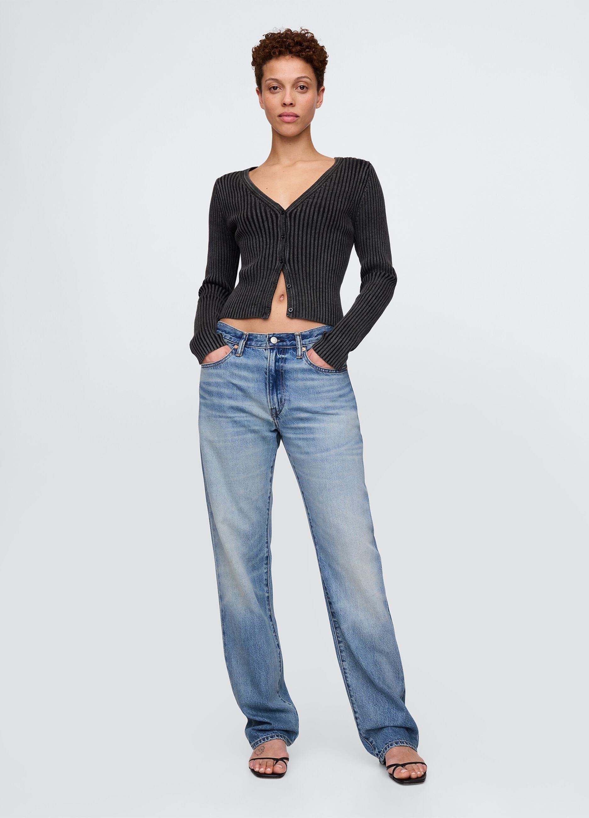 Jeans blu regular in misto cotone e Lyocell_1