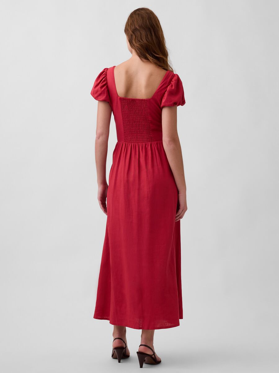 Abito midi in misto lino Donna_1