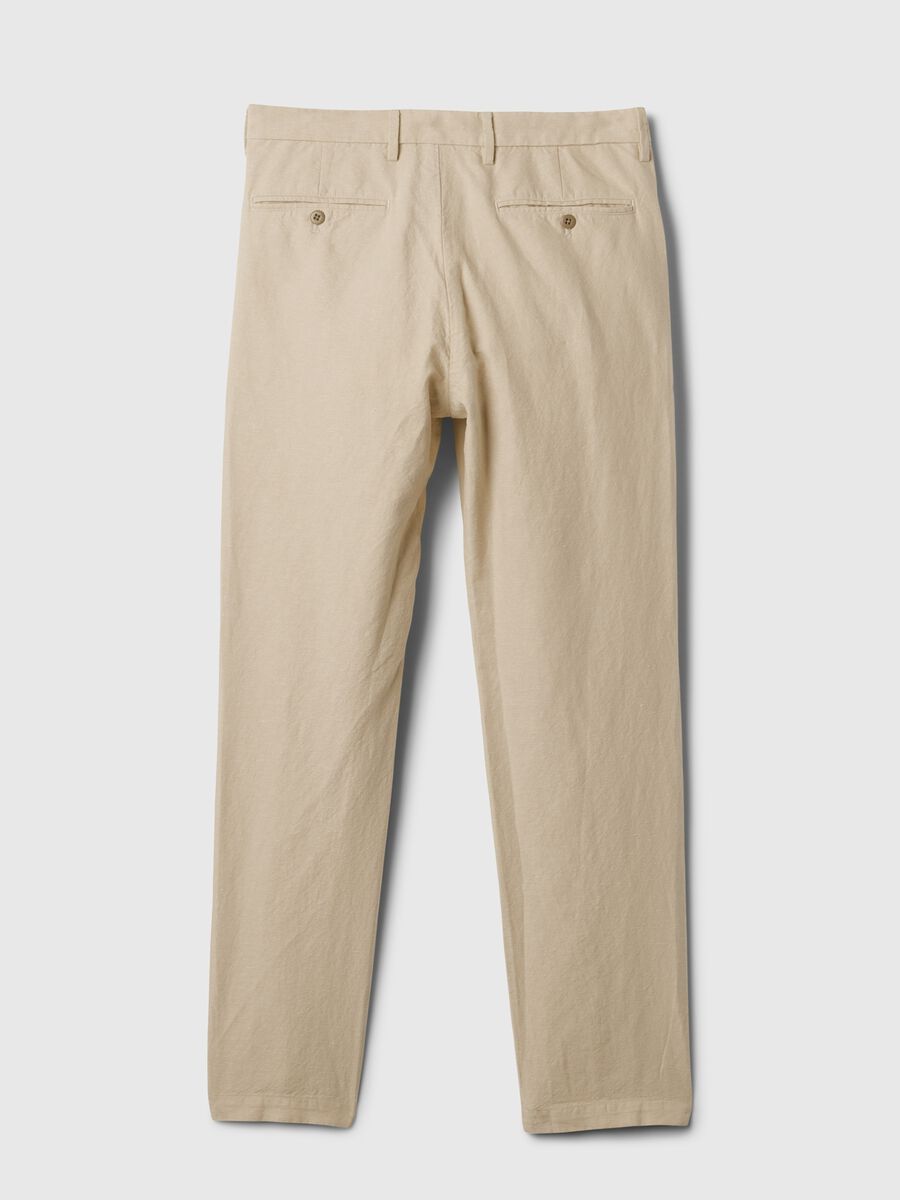 Slim-fit trousers in linen and cotton Man_5