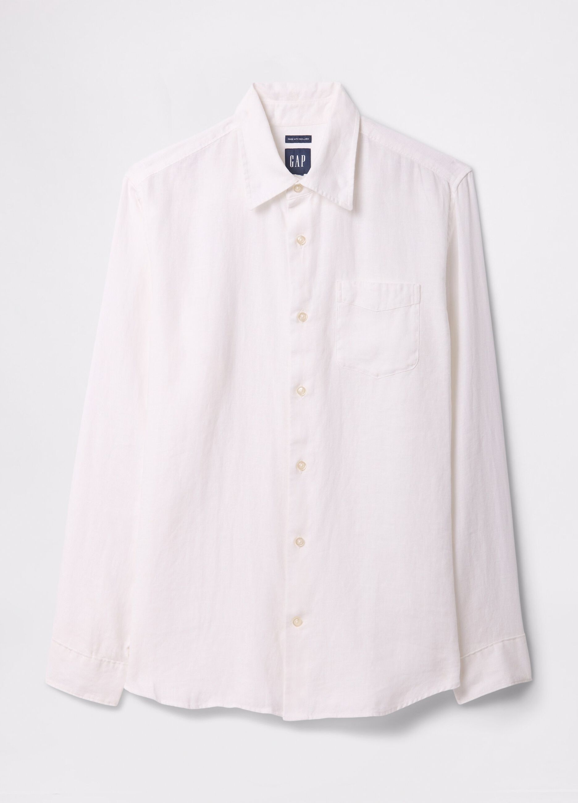 Camicia bianca a maniche lunghe in lino_3
