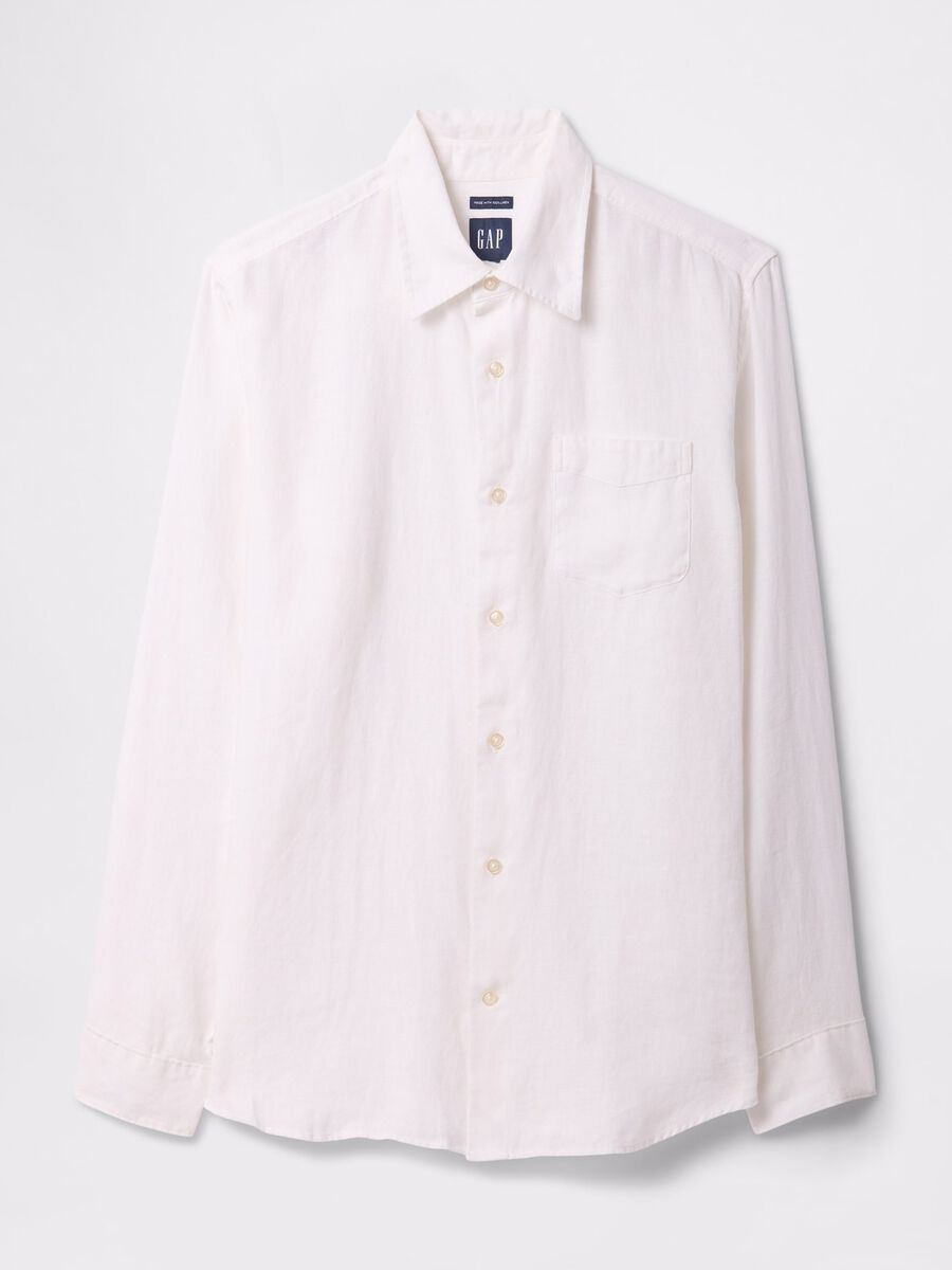 Camicia a maniche lunghe bianca in lino Uomo_3