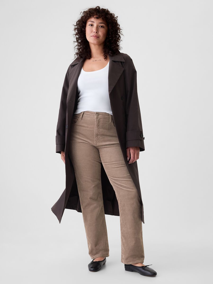 Pantalone straight a vita alta in corduroy Donna_4