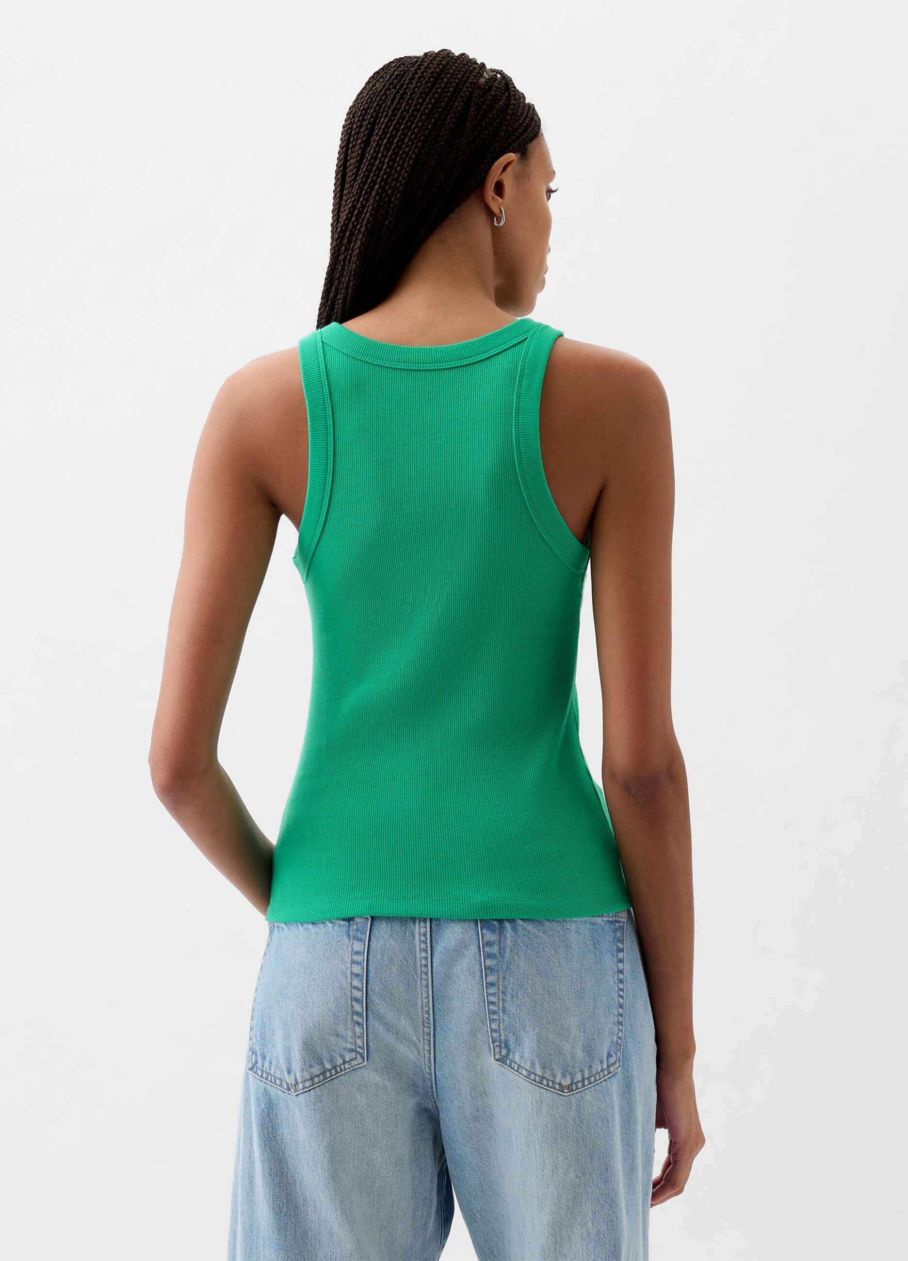 Ribbed tank top with halter neck_1