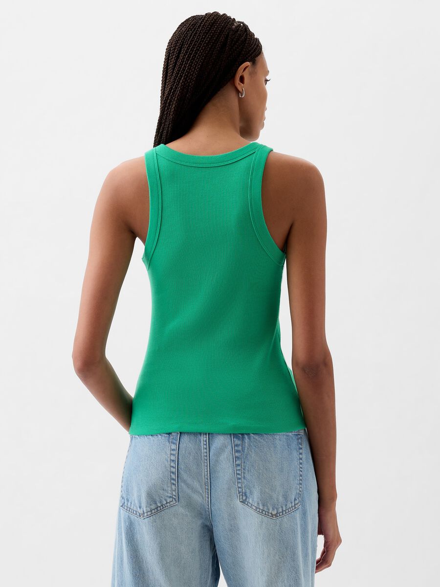Tank top a costine con scollo halter Donna_1