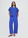 Blue blouse in cotton-viscose blend with short sleeves_1