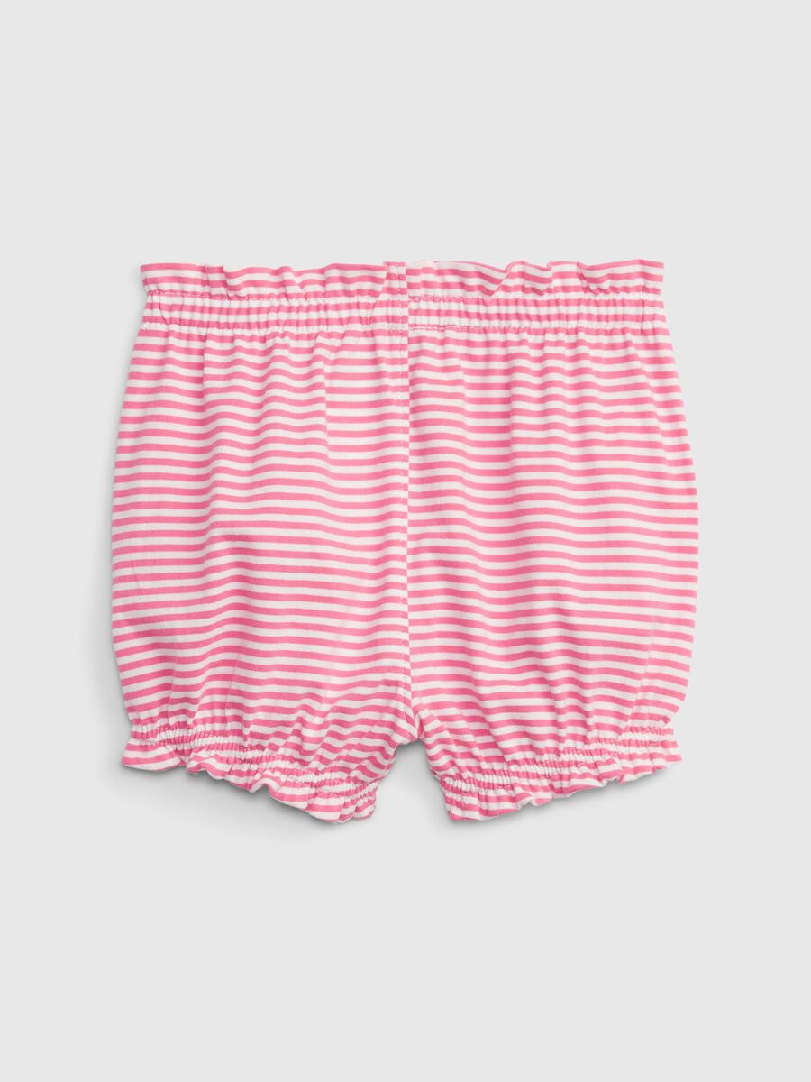 Striped cotton shorts with gathered trims Newborn Boy_1