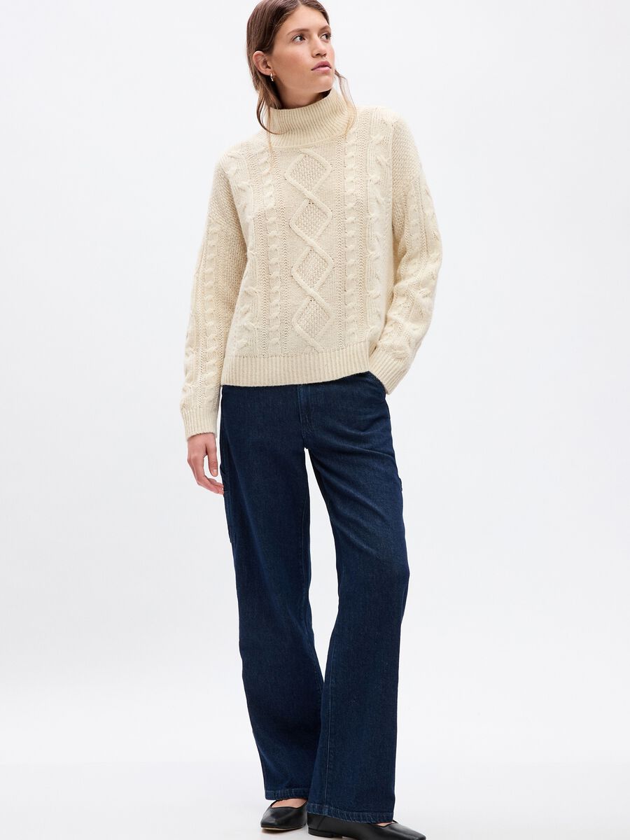 Cable knit mock neck pullover Woman_0