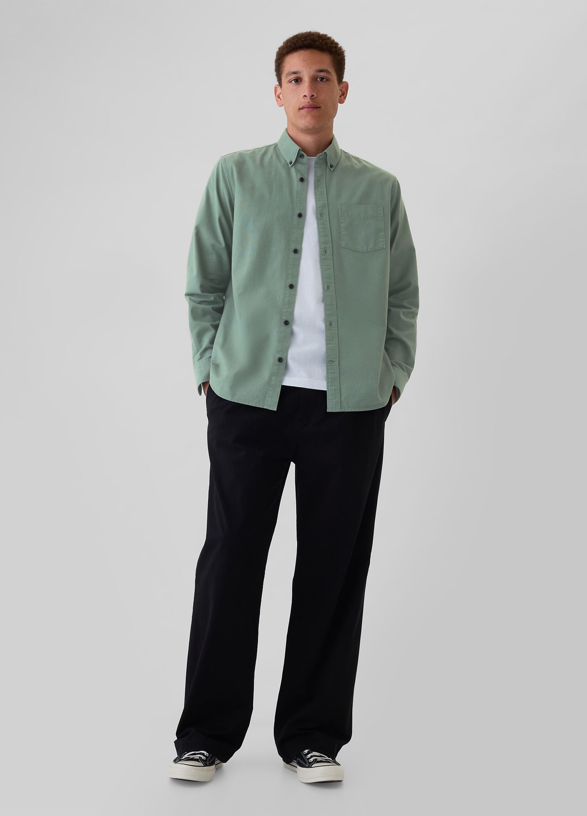 Camicia regular fit in cotone oxford_1