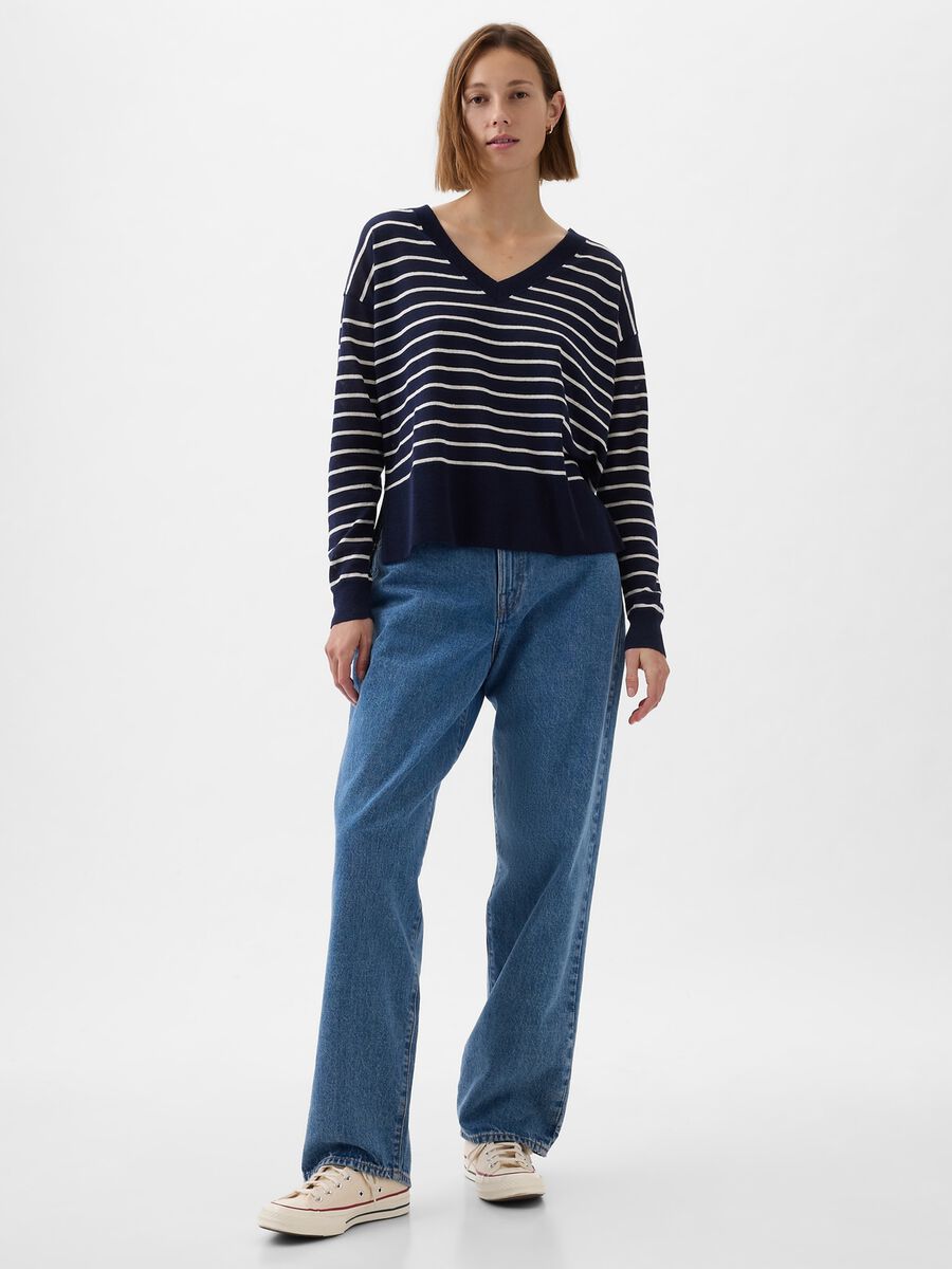 Linen blend pullover with splits Woman_3