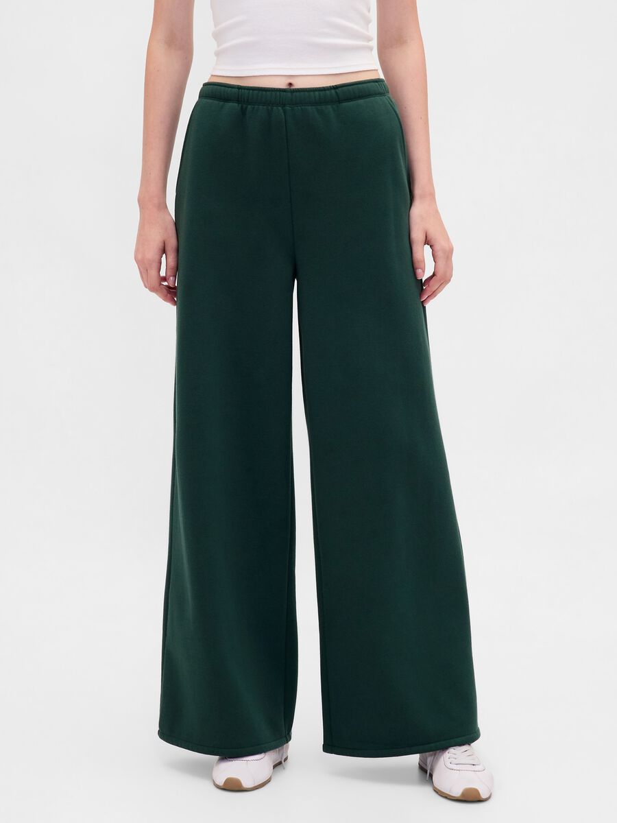 Green Palazzo Trousers in Cotton and Polyester Blend Woman_1