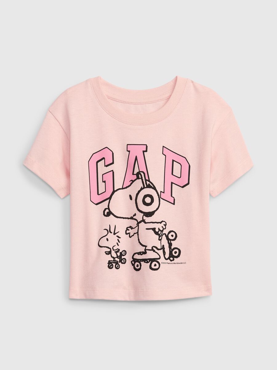 T-shirt with round neck and Snoopy and Woodstock print Toddler Girl_0