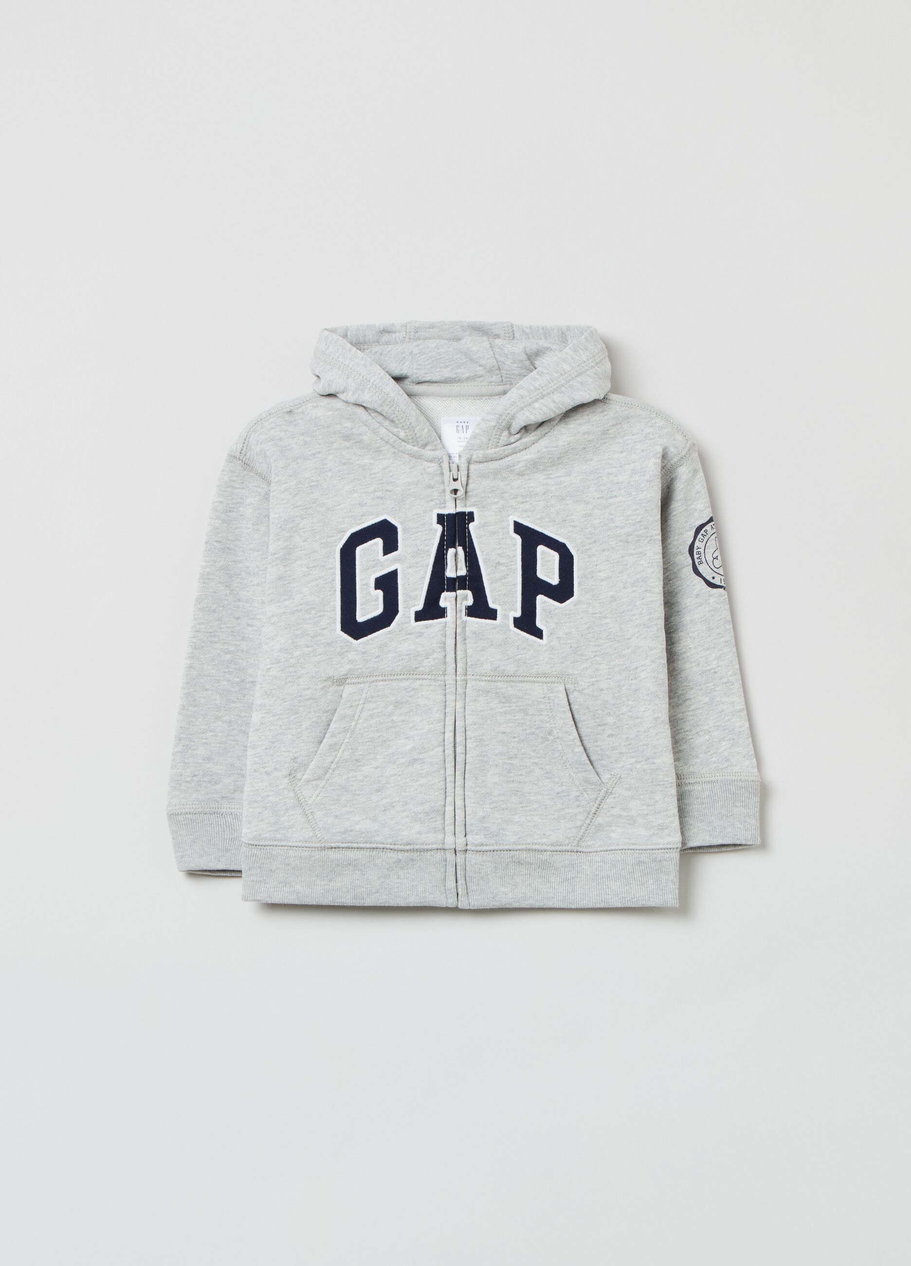 Full-zip hoodie with logo patch_0