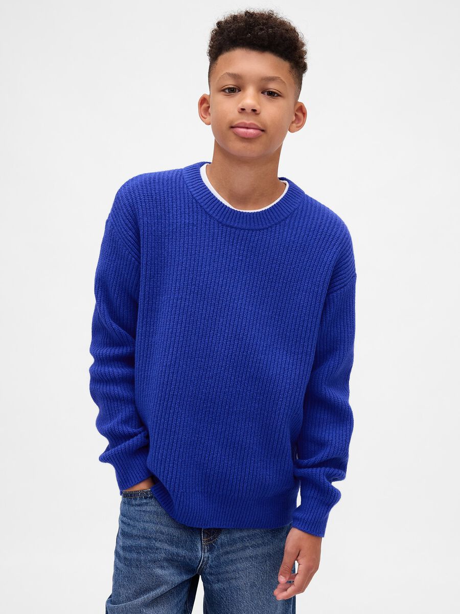 Maglione da bambino in misto cotone blu Bambino_0