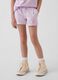 Shorts in misto cotone viola da bambina con fragole e fiori_1