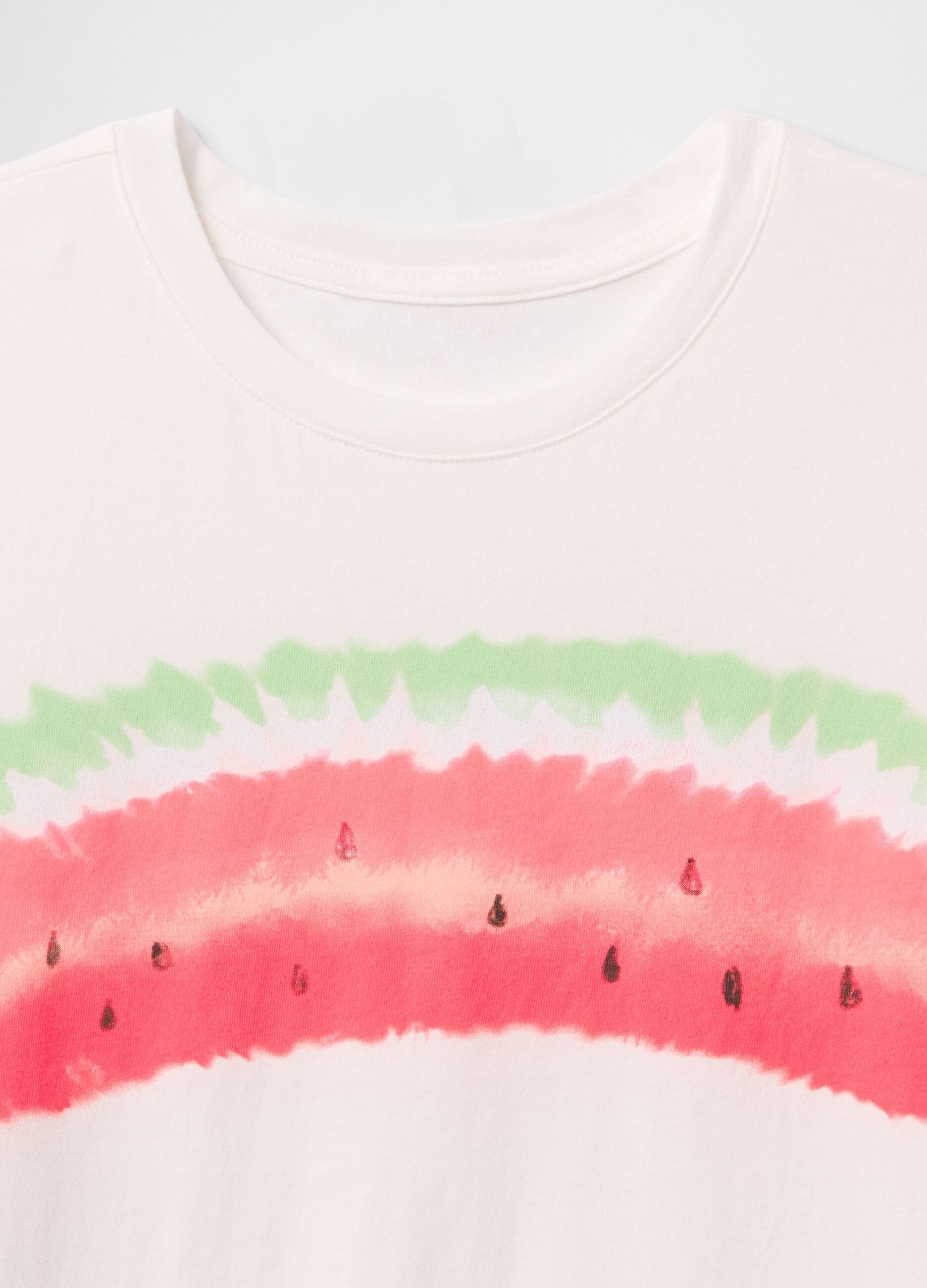 T-shirt bianca con stampa anguria_3