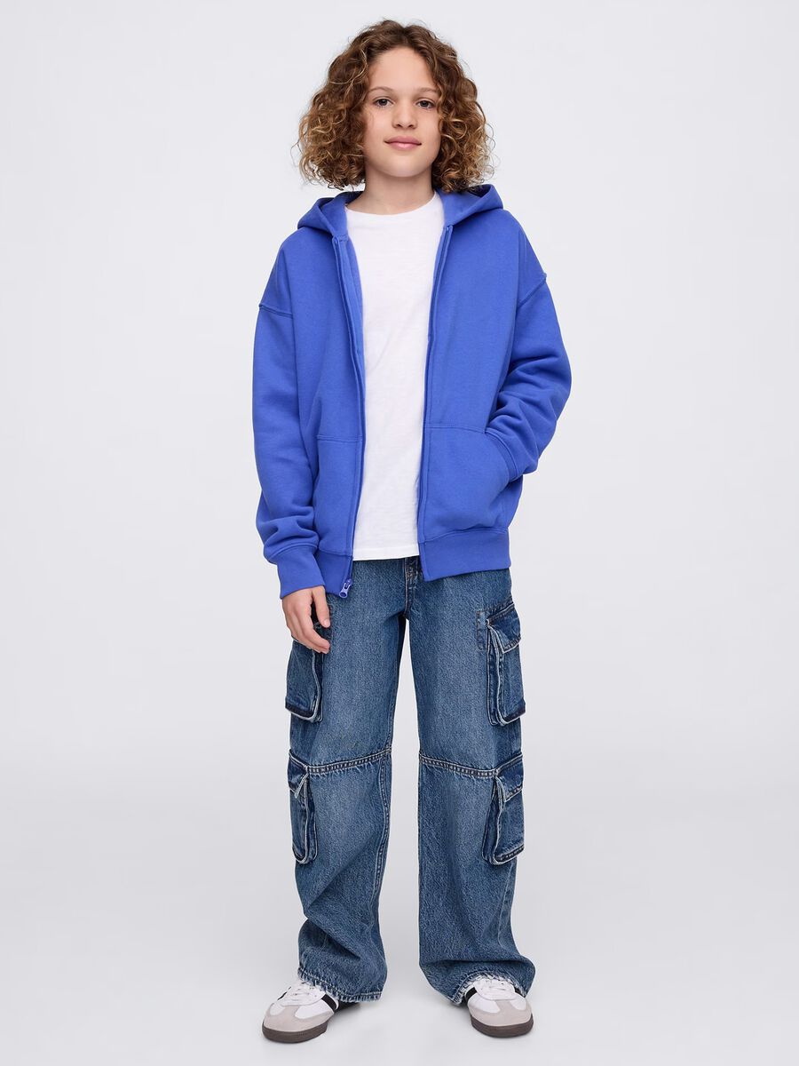 Felpa con cappuccio blu in puro cotone GAP Kids Bambino_1