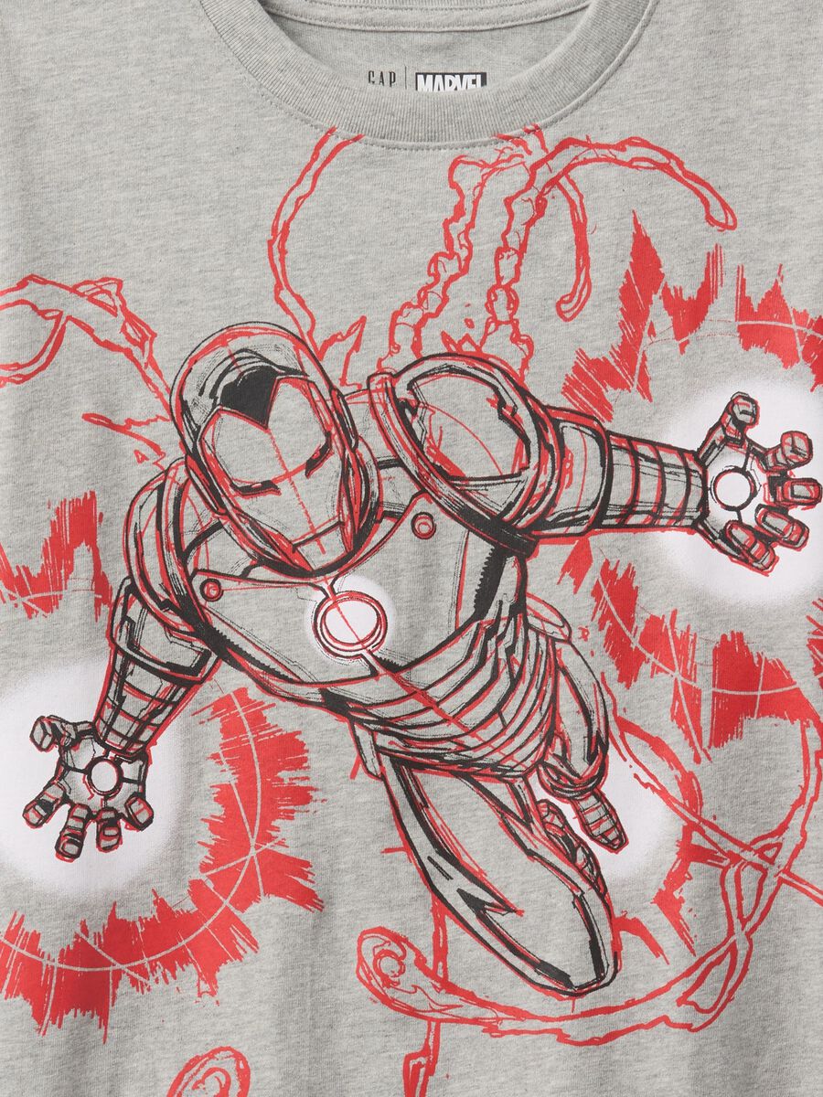 Grey short sleeve T-shirt with Marvel print GAP Kids Boy_1