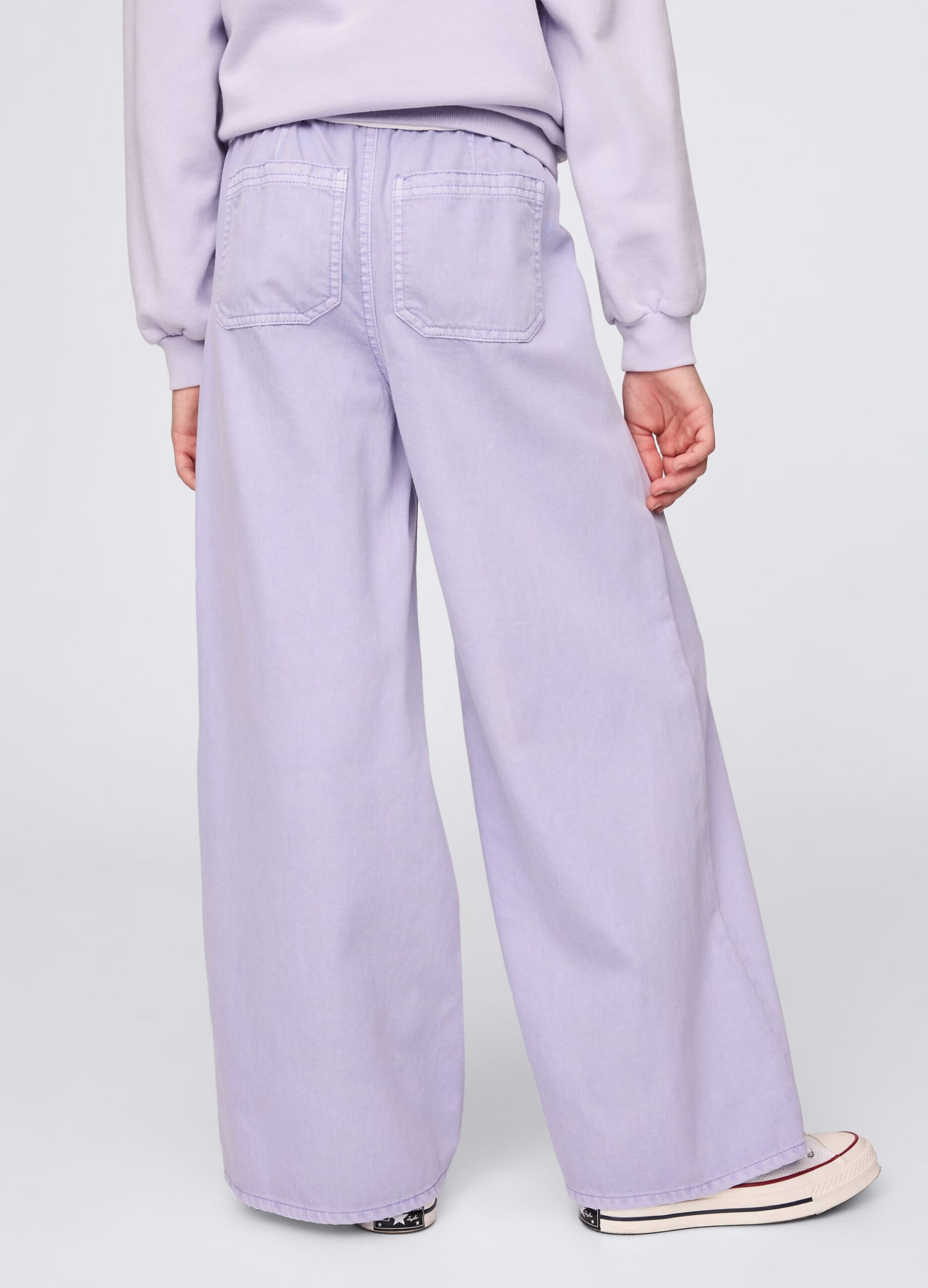 Pantaloni viola a gamba larga con coulisse_2