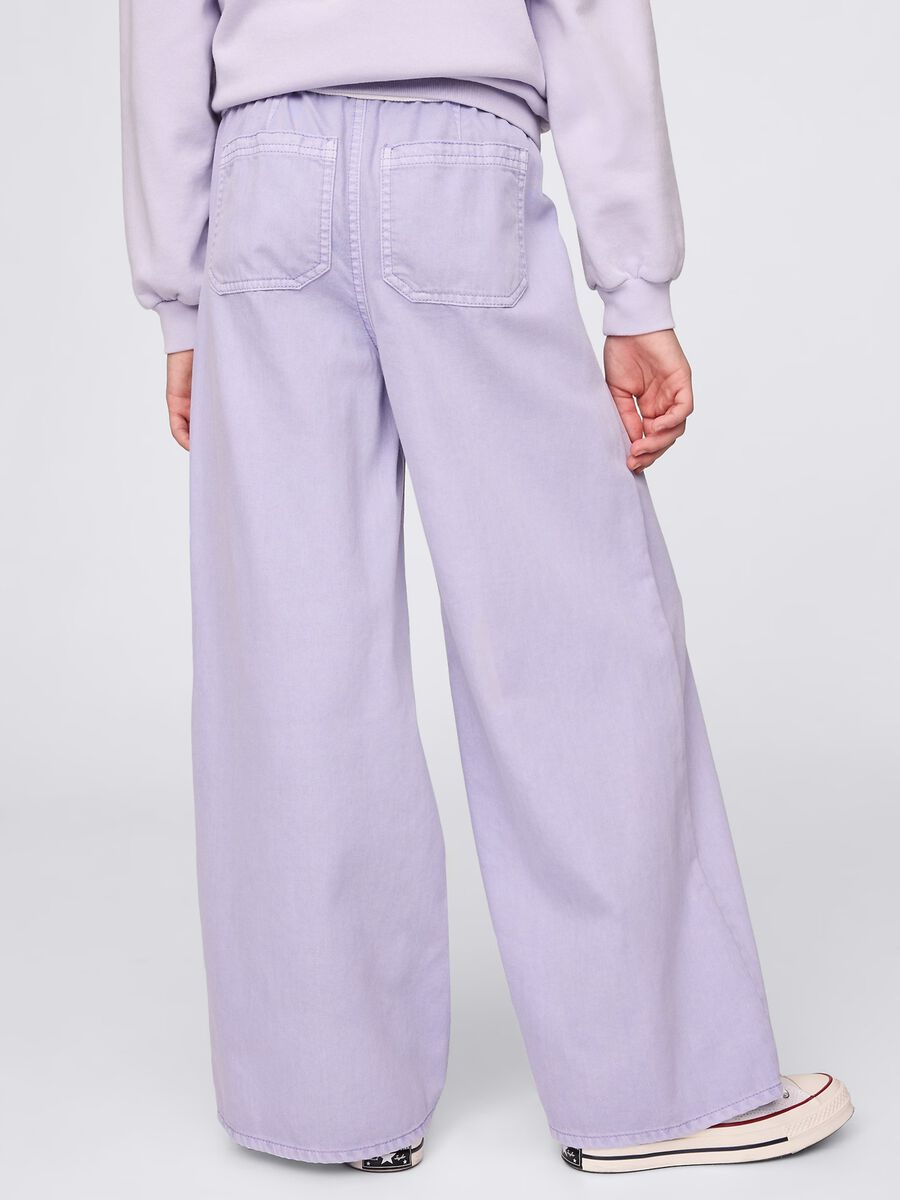 Lilac palazzo trousers in cotton and Lyocell blend Girl_2