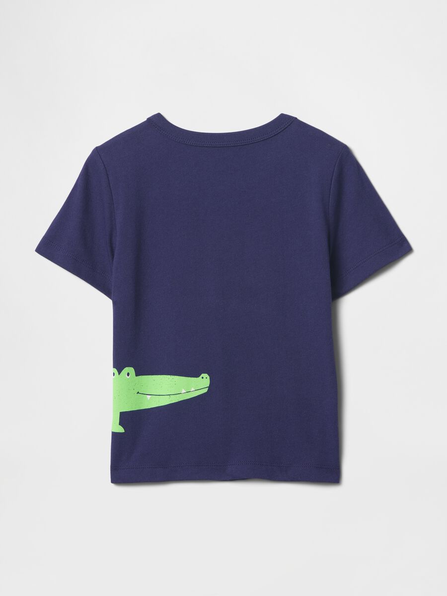 T-shirt blu con stampa di coccodrillo Baby Boy_1