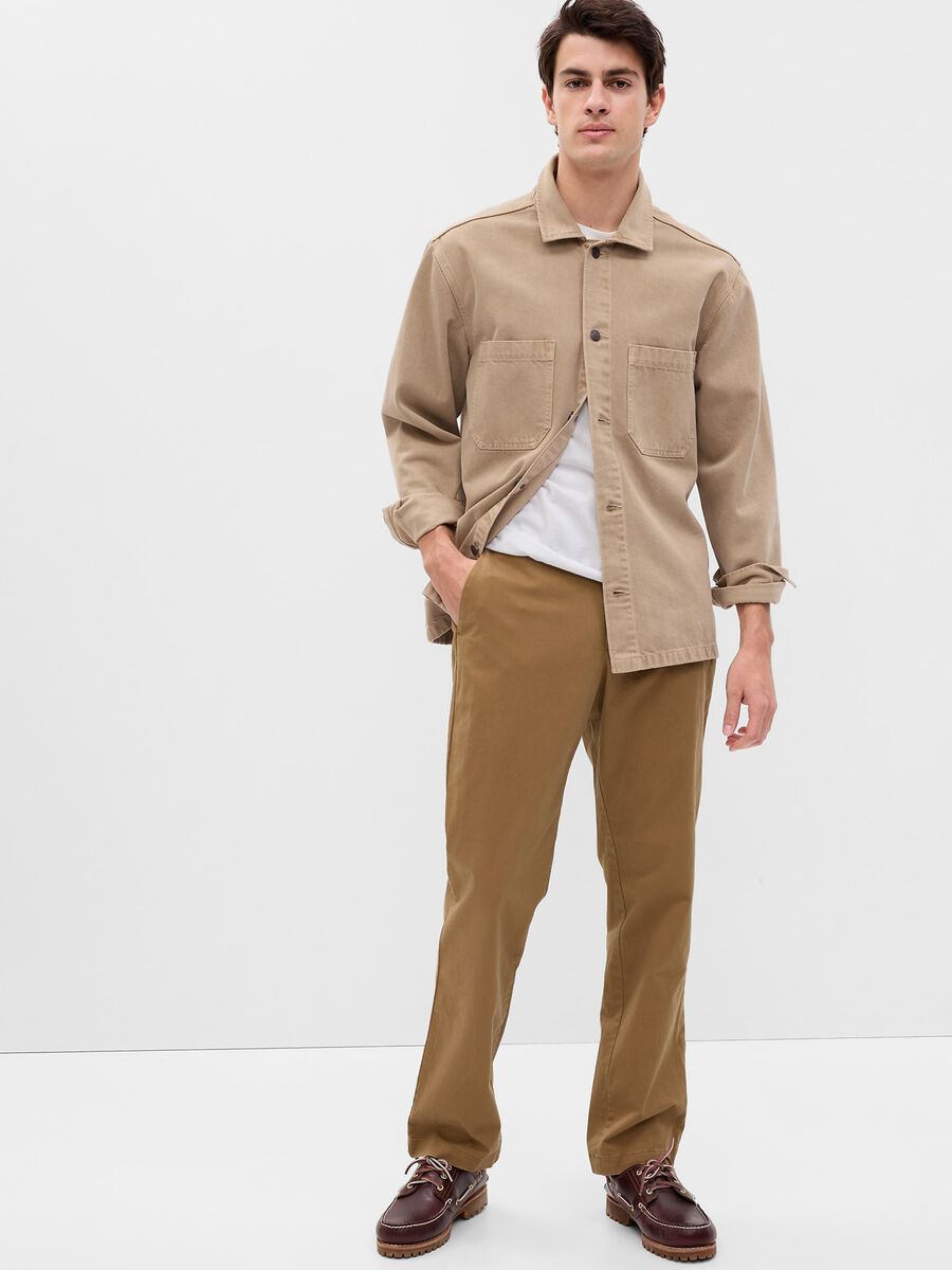 Straight-fit, stretch cotton trousers Man_0