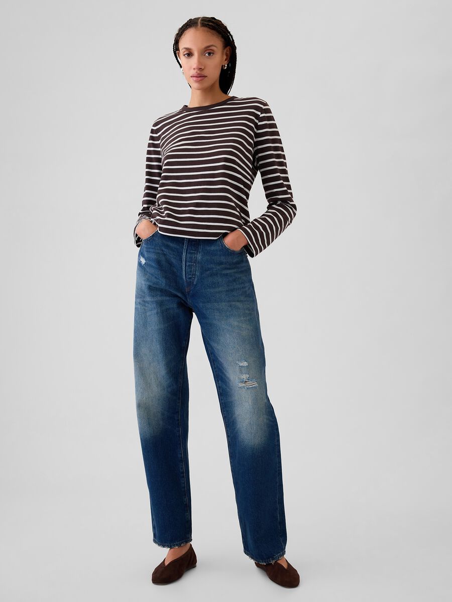 T-shirt a maniche lunghe in cotone Donna_1