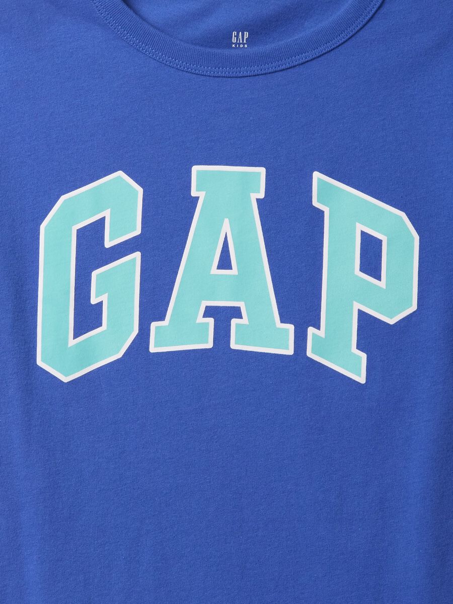 T-shirt blu con logo GAP in cotone Bambino_2