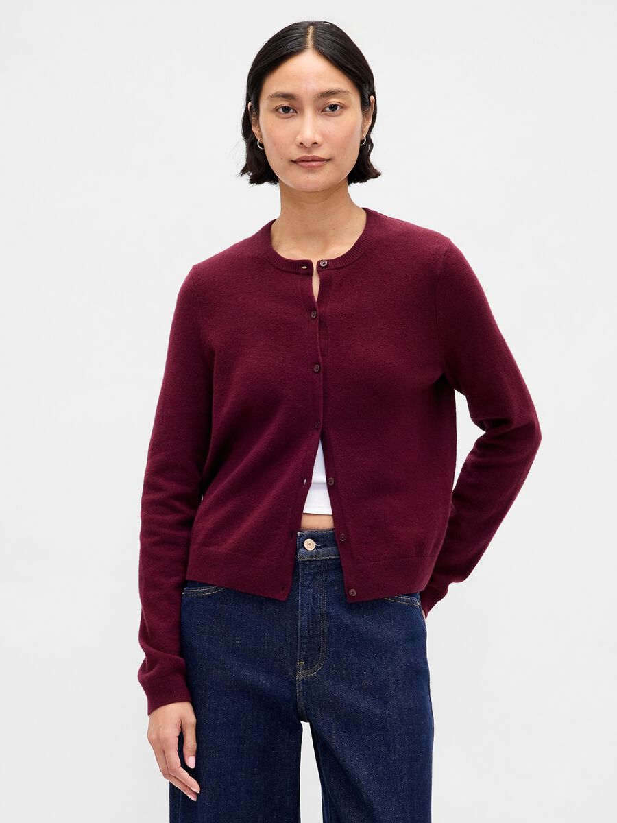 Cardigan viola in misto cotone Donna_1