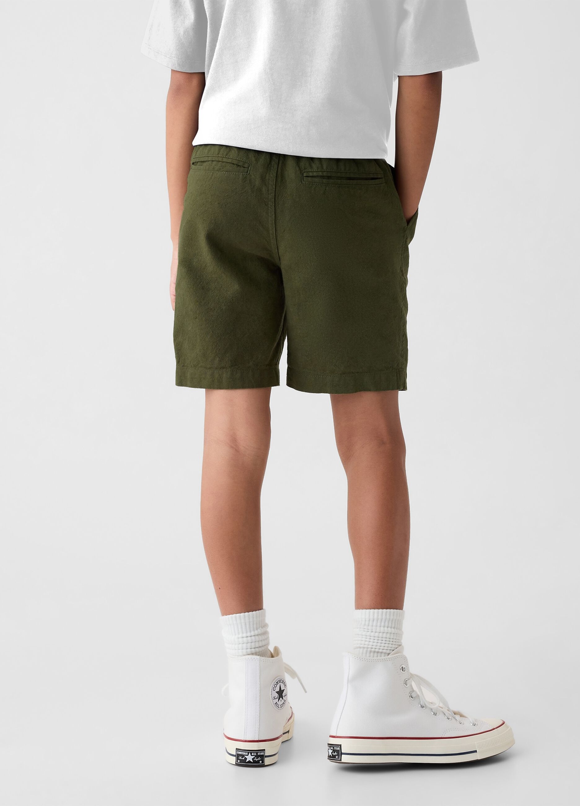 Bermuda in lino e viscosa con vita stretch_2