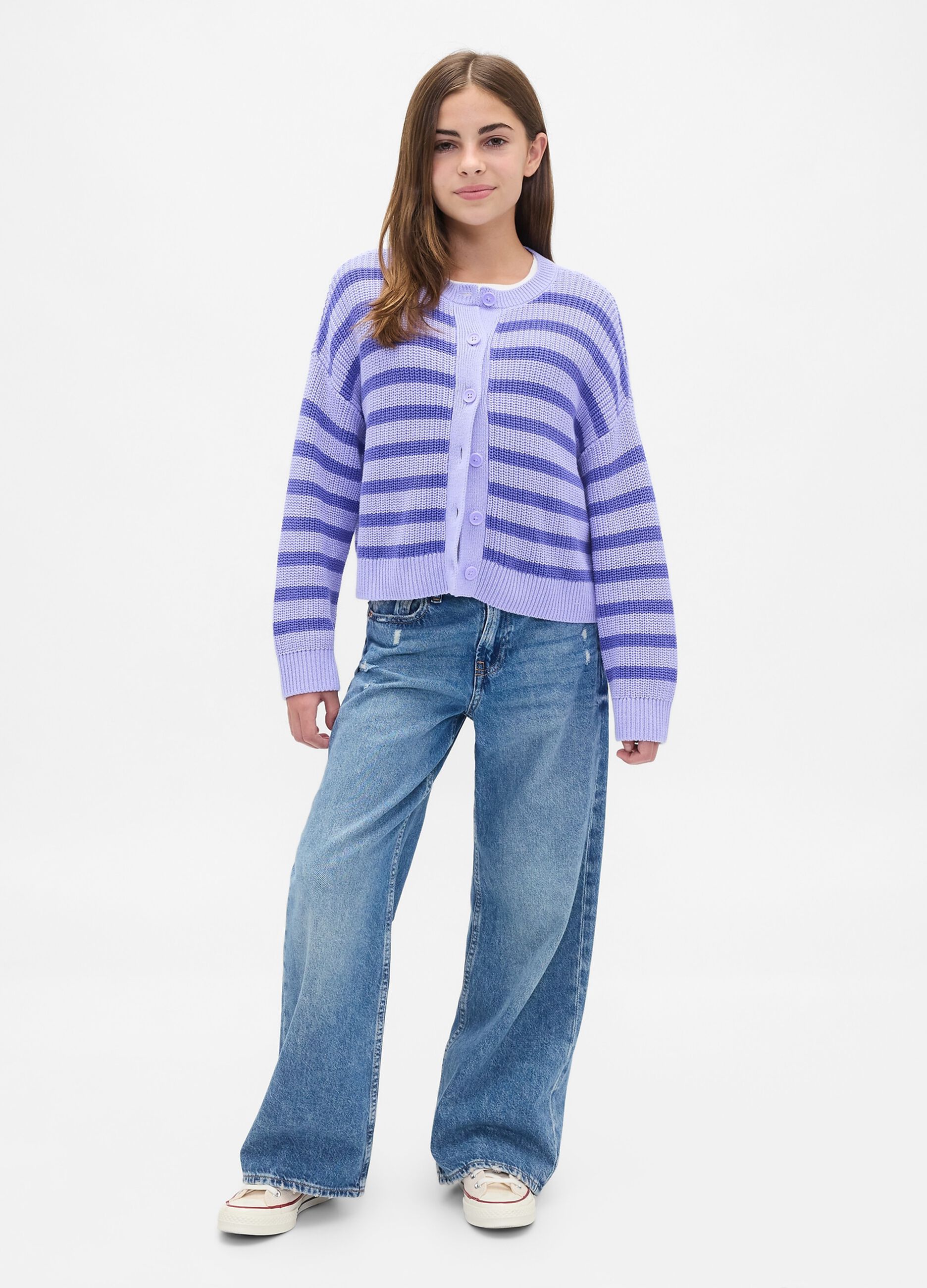 Cardigan viola a righe in cotone_2