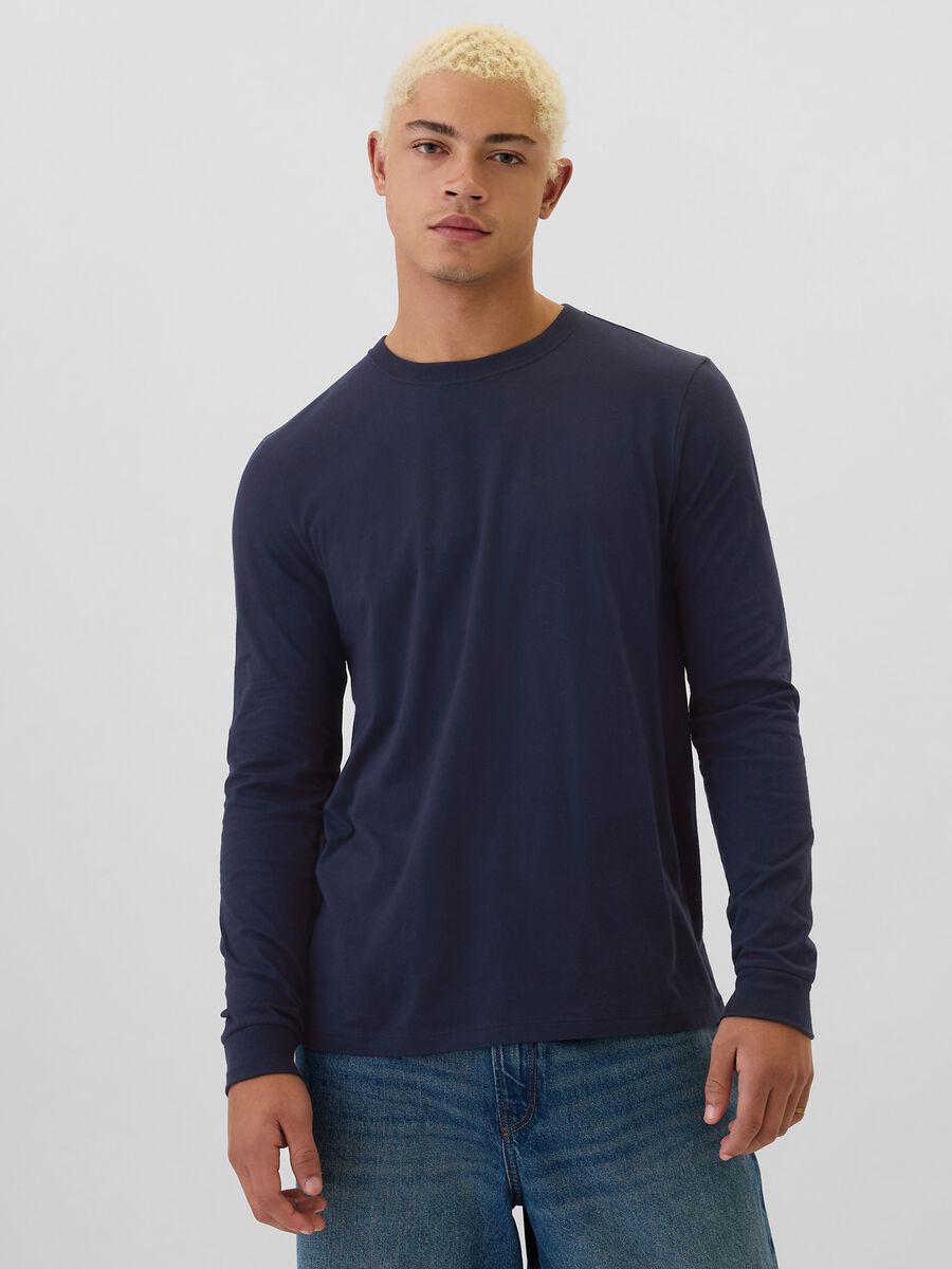 T-shirt a maniche lunghe in cotone Uomo_0