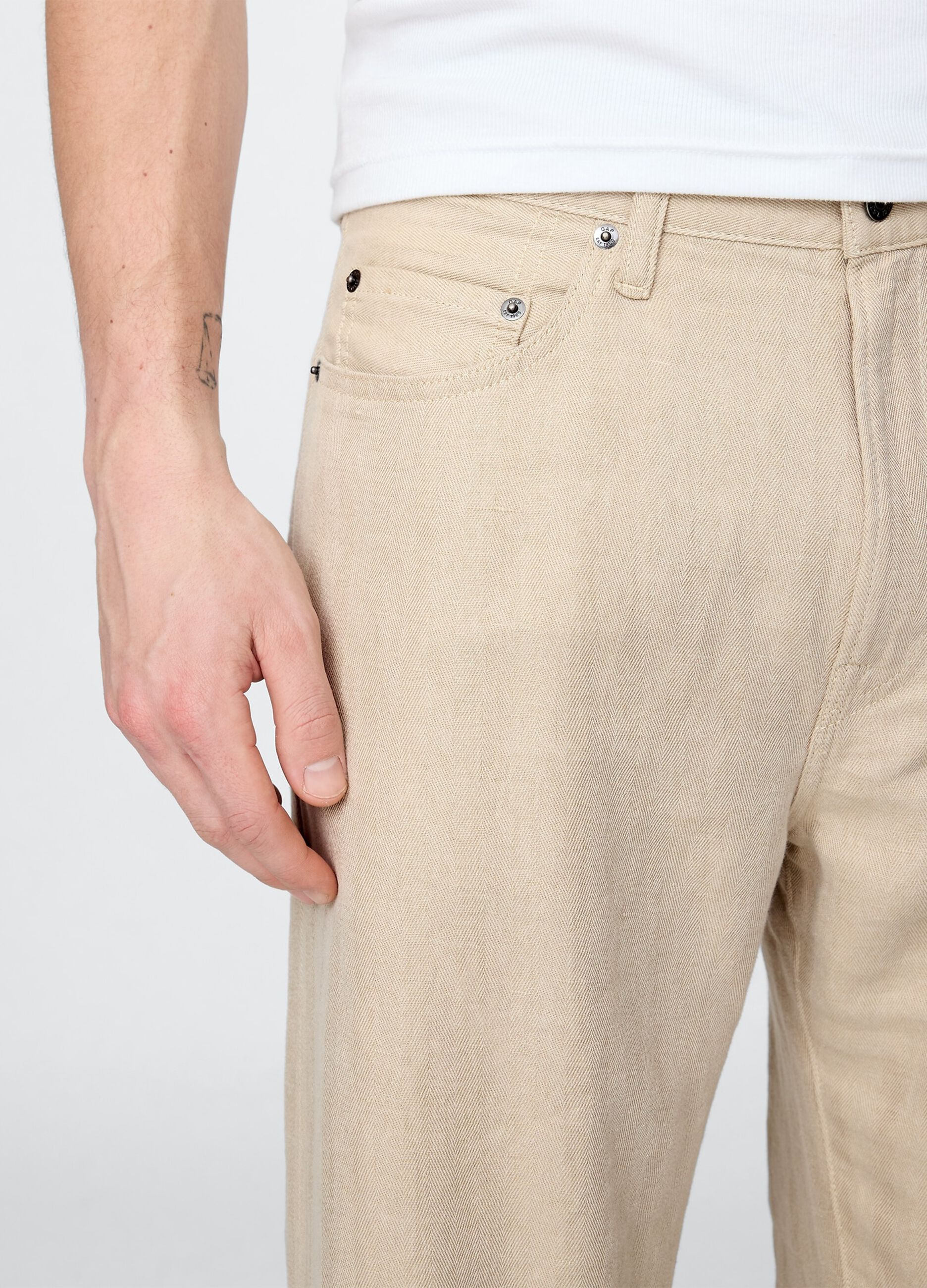 Pantaloni larghi in lino beige_4