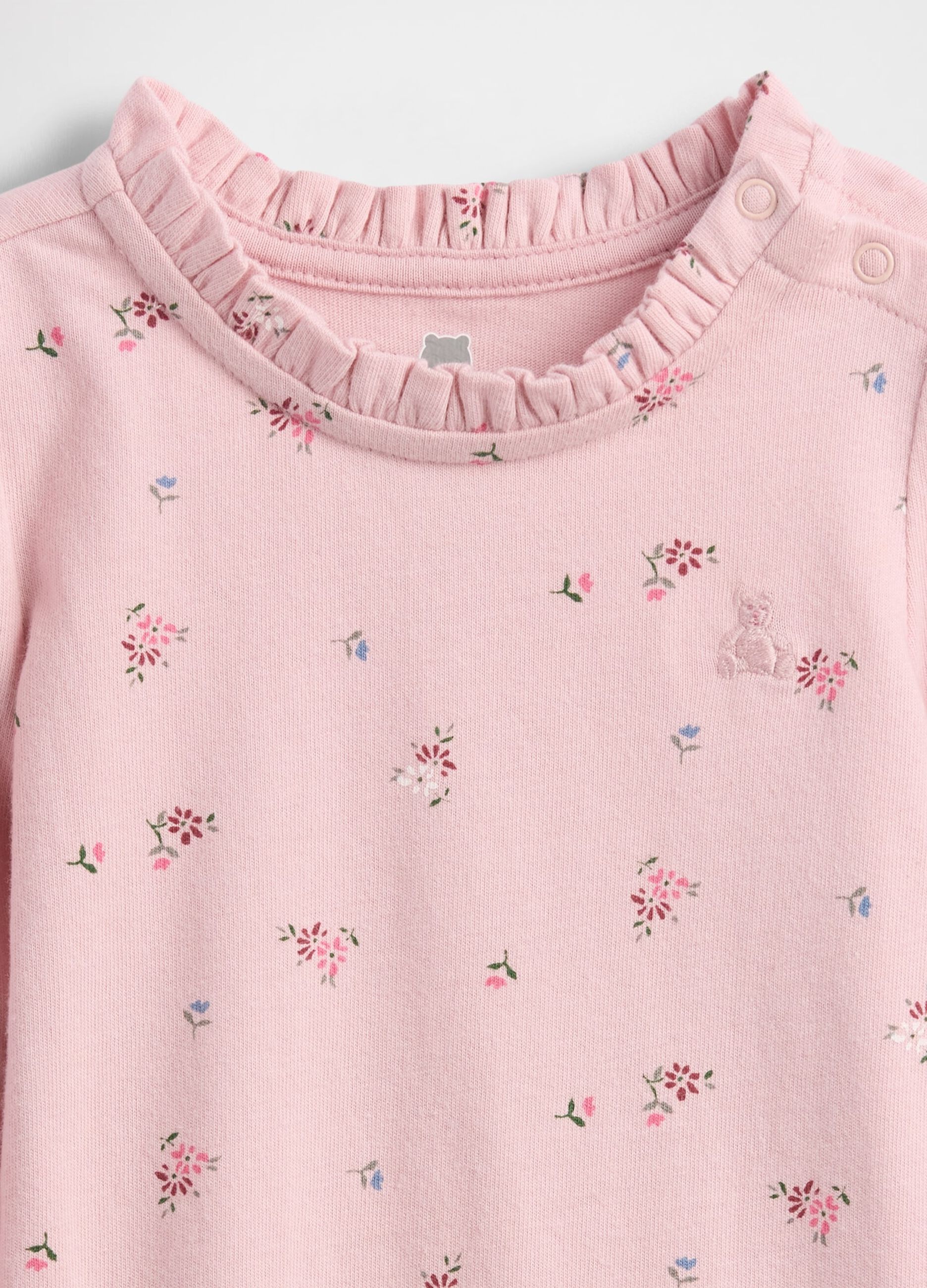 Body rosa in cotone con motivo floreale_2