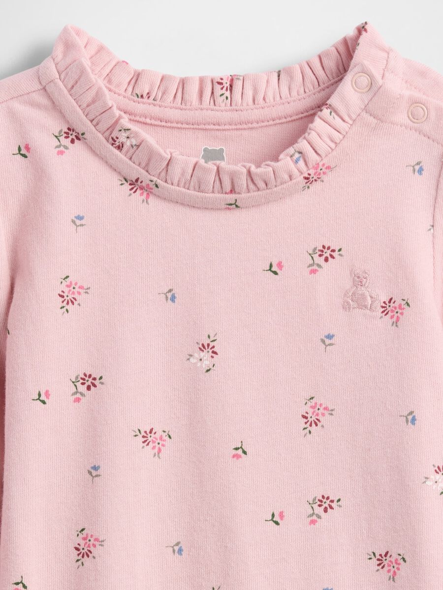 Body rosa in cotone con motivo floreale Neonato_2