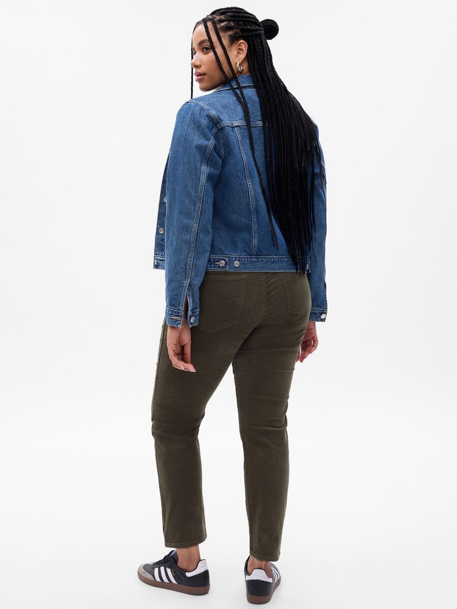 Pantaloni slim fit a vita alta in corduroy Donna_4